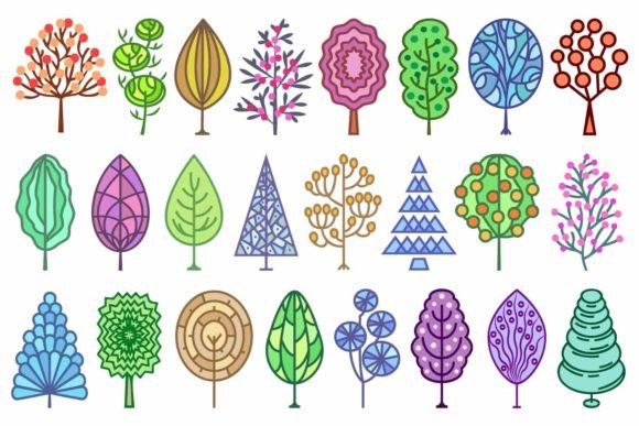 Abstract Decorative Trees Graphics for Modern Editorial Design