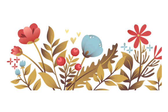 Decorative Growing Flowers Graphics for Editorial and Web Design