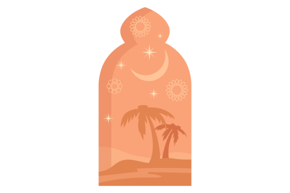 Eastern Culture Silhouette in Decorative Graphics