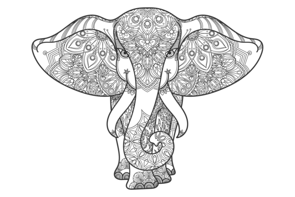 Elephant Shape with Decorative Zen Patte Graphics