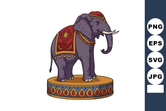Elephant with Decorative Cloth and Jewel: Graphics & Illustrations