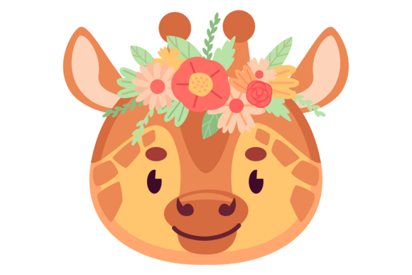 Floral Giraffe Head Graphics for Local Branding