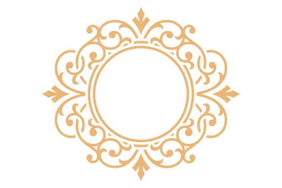 Golden Filigree Circle Graphics for Digital Sellers