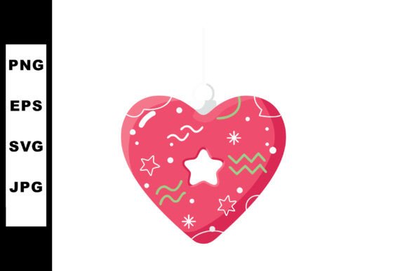 Heart Shaped Red Decorative Ornament Wit Graphics