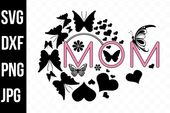Mom, Decorative Butterflies, Hearts Graphics for Local Branding