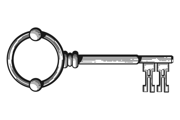 Old Metal Key Graphic for Crafting