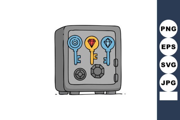 Safe with Colorful Decorative Keys Graphics